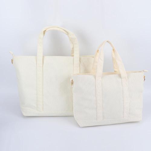 Keymay High Quality Corduroy Tote Bag With Pocket And Zipper Women Bags Handbag Corduroy Shoulder Bag