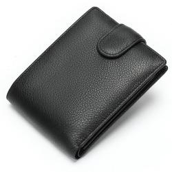 Black Leather Wallet for Men Genuine Leather RFID Blocking Trifold Stylish Wallet With Coin Pocket Money Slip Card Holder