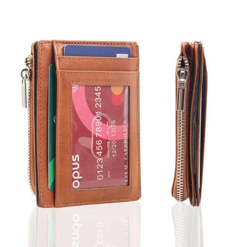Wholesale mens slim wallets slim genuine leather card holder rfid wallet leather smart wallet holder for men
