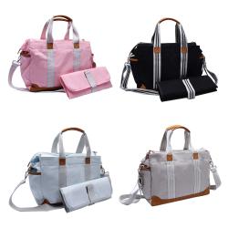 Keymay Free Sample 2 Sets Large Capacity Function Nappy Bags Waterproof Mommy Canvas Tote Bag Portable Baby Diaper Bag