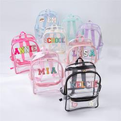 Keymay Stock Fast Shipping Stadium Approved Waterproof PVC Durable Clear Book Bags School Bags for Teenagers Student Backpack
