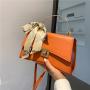 New Simple Fashion  Shoulder Bag with Silk Scarf China Wholesale PU Womens Bags Western Style Stone Pattern Handbags