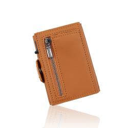 Custom Leather Mens Wallet Pop Up Card Holder Metal Aluminum Wallets Rfid Blocking Card