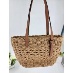 2024 Single Shoulder Women Holiday Beach Straw Bag Tote Bag Portable Vegetable Basket Fashion Large Capacity Woven Bag