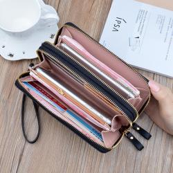 New 2021 double zipper hand purse lady's purse long fashion large capacity wallet for women