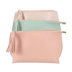 Trending PU Leather Litchi Pattern Cosmetic Bag Mighty Grocery Storage Makeup Bag Girls Cute Clutch Purses Make Up Bags Custom