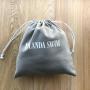 Custom Logo Printed Grey Cotton Linen Drawstring Pouch Cotton Linen Gift Packing Bag