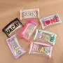 Keymay RTS Personalized Chenille Letter Patches Waterproof Clear Pencil Pouch Makeup Cosmetic Bag Portable Travel Cosmetic Bag