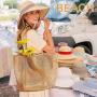 XL320 Folding Beach Bag With Handy Large Picnic Shopping Storage Bag Travel Handbag Mesh Storage Shoulder Tote Bag