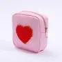 Wholesale Solid Color Stock No MOQ Fashion Cute Pink Custom Logo Letter Patches Nylon Small Pouch Cosmetic Pouch
