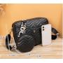 HR710 Printed Wide Shoulder Strap Crossbody Bag with Coin Purse Women Wave Pattern Embroidered Bag PU Leather Phone Storage Bag