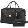 LOVEVOOK 2pcs/set Fashion Leather Travel Duffle Bag for Women Men Vintage Weekender Overnight Bag Gym Sports Bag with Wet Pocket