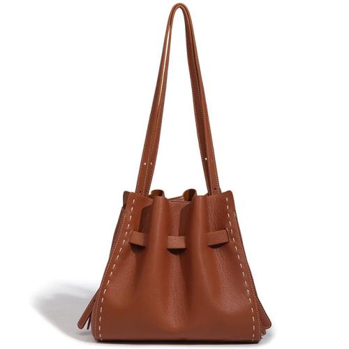 2024 new arrival Soft Leather PU Leather Shopping drawstring Bucket Bag