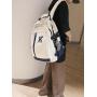 HR068 Simple Letter College Student Backpack Nylon Zipper Contrasting Colors Bag New Trend Waterproof Outdoor Leisure School Bag