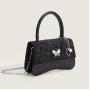 2024 Custom Butterfly Logo Lovely Metal Heart Pearl Tag Bags Handbag With Wrinkle Fabric