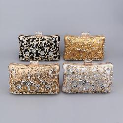 New Design Elegant Dinner Party Clutch Handbag Metal Handle Cosmetic Bag Women Wedding Bride Evening Bags