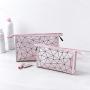 2024 Custom Multicolor Two Sizes Lingge Geometric Waterproof PU Cosmetic Bag Women Cosmetics Storage Bag Wholesale
