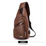 New men's USB charging anti-theft chest bag leisure retro pu leather shoulder bag men's outdoor cycling sports crossbody bag