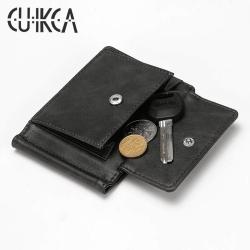 HF015 CUIKCA ID Credit Card Holder Short PU Leather Purse Pocket Wallet Classic Leather Mens Fashion Men Black Casual Coffee Gif