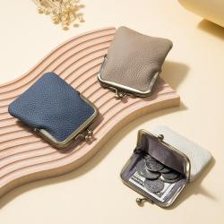 ZWY271 New Genuine Leather Unisex Clip Coin Purse Wholesale Solid Color Simple Compact Ladies Lipstick Bag Hot Coin Organizer