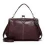 New Arrival Wholesale Kiss Lock Hollow Oil Wax PU Leather Handbags For Women Luxury Women Shoulder Handbag