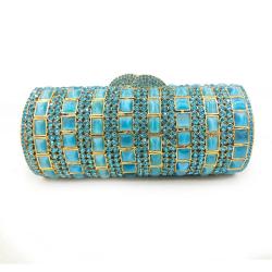New Luxury Metal Evening Clutch Bag Diamond Bridal Rhinestone Party Bag Colorful Handmade Cylindrical Stone Evening Bags