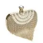 Hot sale gold rhinestone tassel pearl bag handbag metal chain shoulder clutch evening bags for wholesale