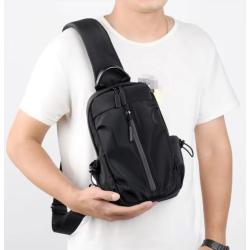 WTB031 Men's Shoulder Bags Vintage Waterproof PU Leather Messenger Crossbody Business Gym Travel Chest Shoulder Bag