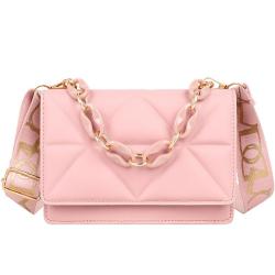 ZR328 Wanghong 2023 Fashion Women's Bag with Plaid Wide Shoulder Strap Single Shoulder Crossbody Acrylic Chain Bag