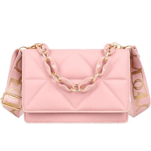 ZR328 Wanghong 2023 Fashion Women's Bag with Plaid Wide Shoulder Strap Single Shoulder Crossbody Acrylic Chain Bag