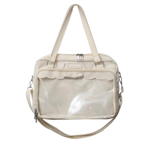 Wholesale PU Leather Girls Tote Bag Fashion Customized Ita Bags Clear PVC Window Pins Display Shoulder Bags for Women