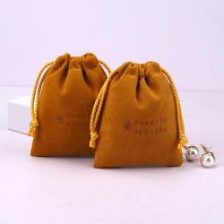 Custom Logo Printed Jewelry Packaging Drawstring Bag Necklace Bracelet Gift Storage Dust Velvet Pouch