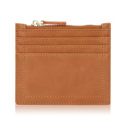 Custom logo Women Slim Leather Card Case Holder Small Wallet Cute Coin Purse With Zipper