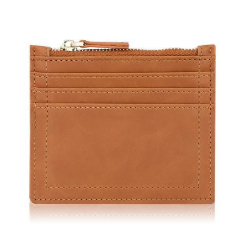 Custom logo Women Slim Leather Card Case Holder Small Wallet Cute Coin Purse With Zipper