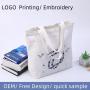 Custom LOGO Cotton Tote Bag Lightweight Canvas Reusable Grocery Shopping Cloth Bags for DIY Advertising Promotion Activity Gift