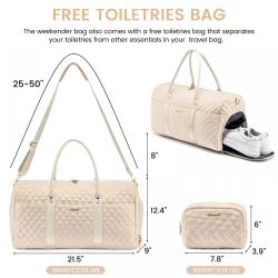 High quality 2pcs Quilted Carry on Overnight Bag with Toiletry Bag ladies travel organizer handbag set luggage travel duffel bag