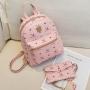 Factory Wholesale 2 pcs women's pu leather printed backpack small bags for women Korean student backpacks