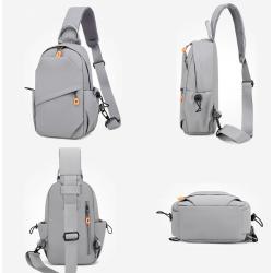 ZF091 New Chest Bag Men Fashion Casual Shoulder Messenger Bag Waterproof Oxford Backpack USB Interface