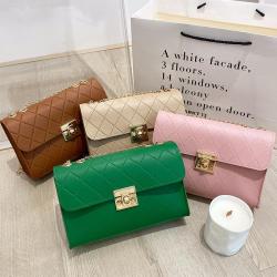 Pressure checkered small square bag 2024 pu leather women's shoulder bags wholesale chain messenger crossbody bag for women
