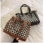 Trendy Ladies  Designer Bags Classic Checkered Pattern Big Tote Messenger PU Leather Handbags Top Handle Satchel Ladies Hobo