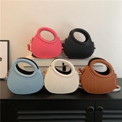 Fashion Popur Design Pure Color handbags Womens Bags 2024 Winter New High Texture Stripe Bags Single Shoulder Slanting Bags