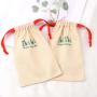 Custom Logo Printing Luxury Herringbone Jewelry Perfume Packaging Cotton Drawstring  Perfume Pack Gift Dust Bag with Ribbon