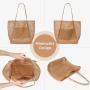 Women's New Casual tote Foldable Beach Handbag with Two Handles Polyester Lining for Summer Outdoor Travel and Shopping