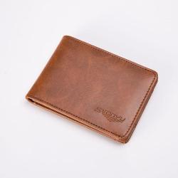 ZR221 Genuine Leather Men's Business Wallet, Pigskin Short Wallet, Vintage Creative and Versatile Card Bag for Father