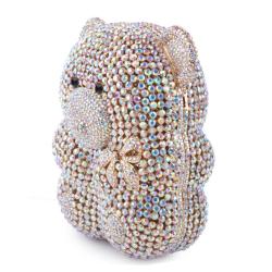 2024 Custom Bear Crystal Evening Shoulder Bag For Women Luxury Cosmetic Clutch Rhinestone Evening Bags