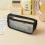 Gelory Custom School Student Simple Mesh Exam Stationery Bag Double Sided Transparent Pencil Bag