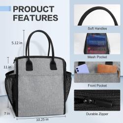 Gelory Large Insulated Lunch Bags Travel Picnic Work School Leakproof Thermal Cooler Tote Lunch Bag for Women Men