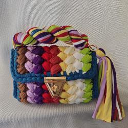 New popular women shoulder bag handmade bags purse ladies colorful cloth strip weaving handbags crossbody bags sac main femm sac pochette femme