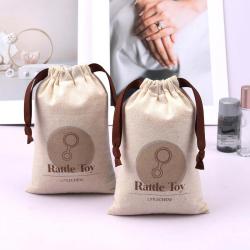 Eco-friendly Natural Cotton Drawstring Key Chain Scraper Packaging Pouch Custom Logo Organic Dust Gift Muslin Bag