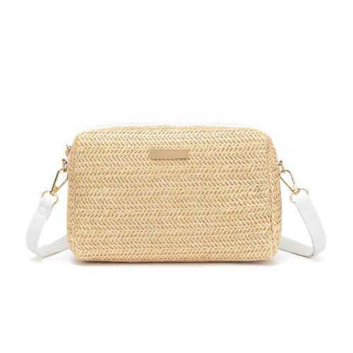 2024 Women's Fashionable Woven Grass Shoulder Messenger Bag Portable Single Strap Ladies Bag with Chain Decoration Small Bag